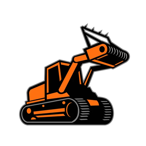 Retro Icon Style Illustration Tracked Mulching Tractor Forestry Mulcher Viewed — Stock Photo, Image
