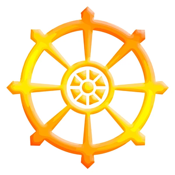 Roda Budismo Chakra Dharma Ilustração Amarela — Fotografia de Stock