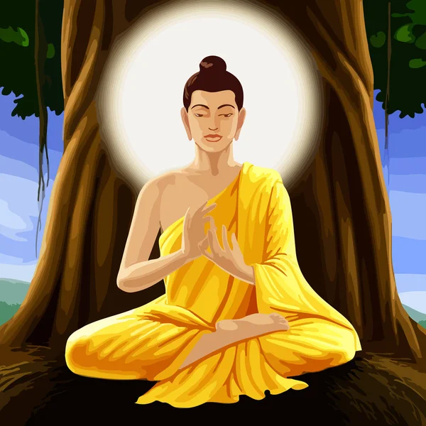 Gautama Buddha Paz Sabiduría Meditando Iluminado Posición Ilustración —  Fotos de Stock