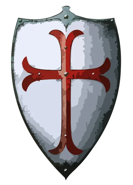 Haçlı Seferleri Templar Shield Çapraz Koruma Zırhı Çizimi — Stok fotoğraf