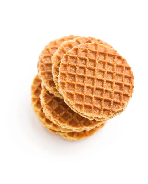 Sweet Waffle Biscuits Isolated White Background — Stock Photo, Image