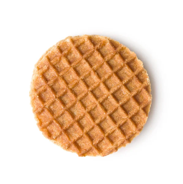 Galletas Dulces Waffle Aisladas Sobre Fondo Blanco Gofres Holandeses Con — Foto de Stock