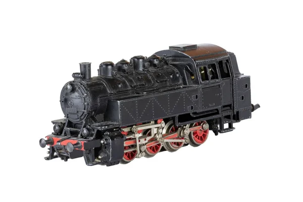 Locomotiva Isolada Modelo Vintage Trem Vapor Brinquedo Elétrico Isolado Fundo — Fotografia de Stock