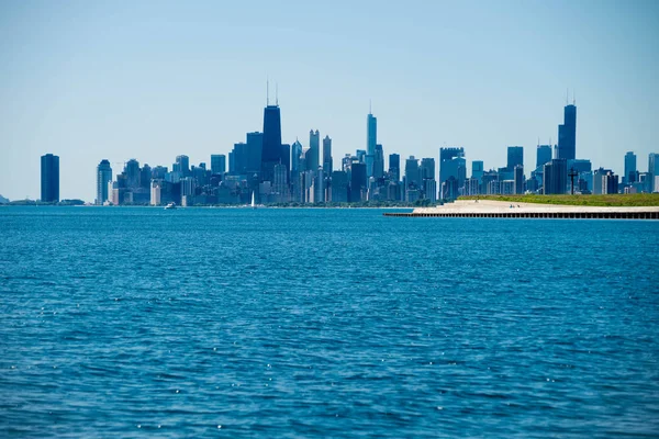Michigan Gölü Nde Chicago Şehri — Stok fotoğraf