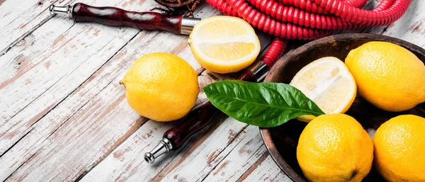 Hookah with fruit aroma for relax.Shisha hookah.Hookah with lemon.Lime tobacco