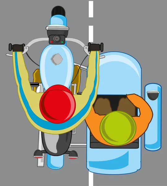 サイドカーとロードタイプの乗客とオートバイのベクトルイラストオーバーハンド — ストック写真