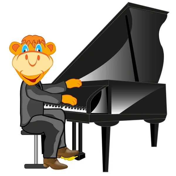 Beyaz Zemin Üzerinde Piyano Çalan Vektör Illüstrasyon Hayvanı Izole Edilmiştir — Stok fotoğraf