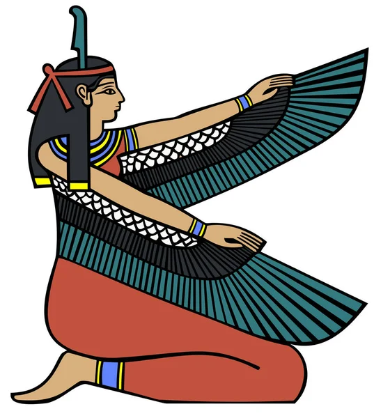 Ancient Egyptian Goddess Maat Queen Female Wings Illustration — Stock Photo, Image