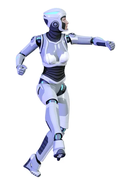 Rendering Female Robot Isolated White Background — Stock Photo, Image