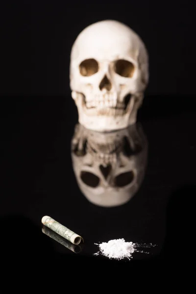 Kokain Eller Andra Olagliga Droger Som Sniffas Med Hjälp Tub — Stockfoto