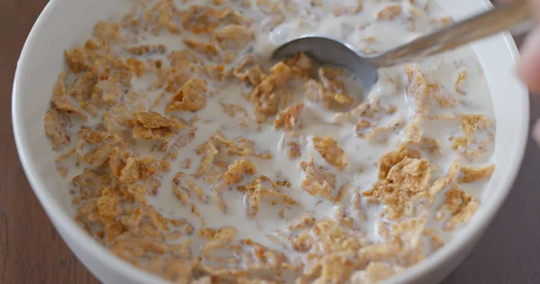 Adding Milk Cereal — Stock Photo, Image