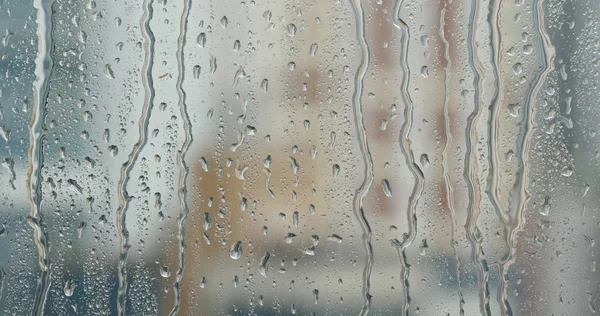 Gotas Água Vidro Chuva Fora — Fotografia de Stock