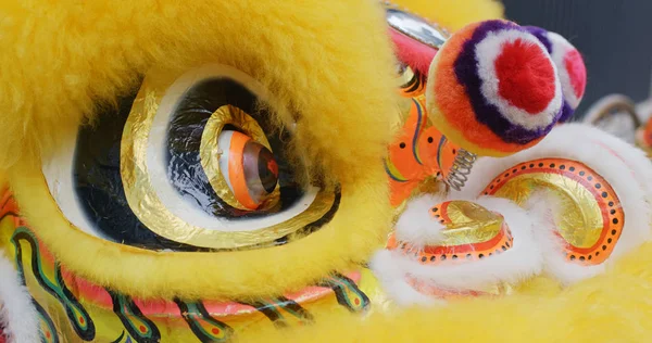 Dança Leão Chinês Amarelo — Fotografia de Stock