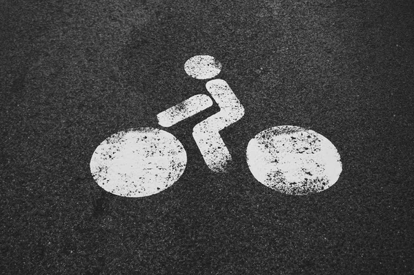 Fahrradschild Auf Asphaltstraße — Stockfoto