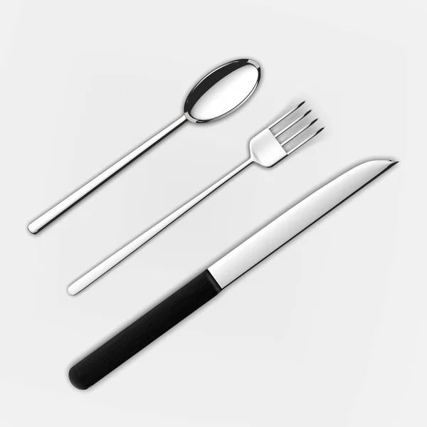 Representación Conjunto Tenedor Cuchillo Cuchara Aislado Blanco —  Fotos de Stock