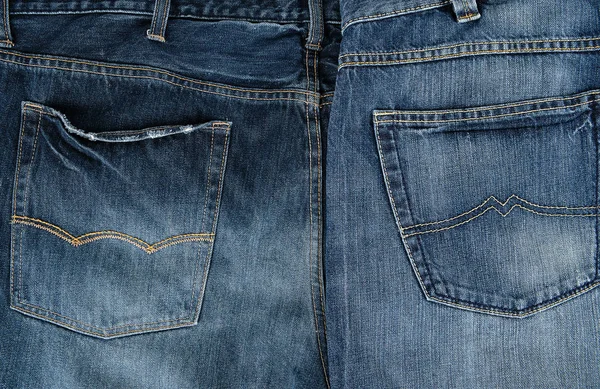 Jeans Clásicos Azules Doblados Una Fila Bolsillo Trasero —  Fotos de Stock