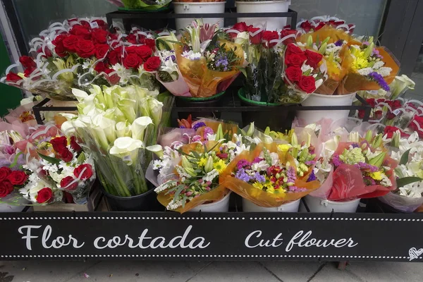 Cut flowers on sale outside Hypermarket in Torrevieja Spain