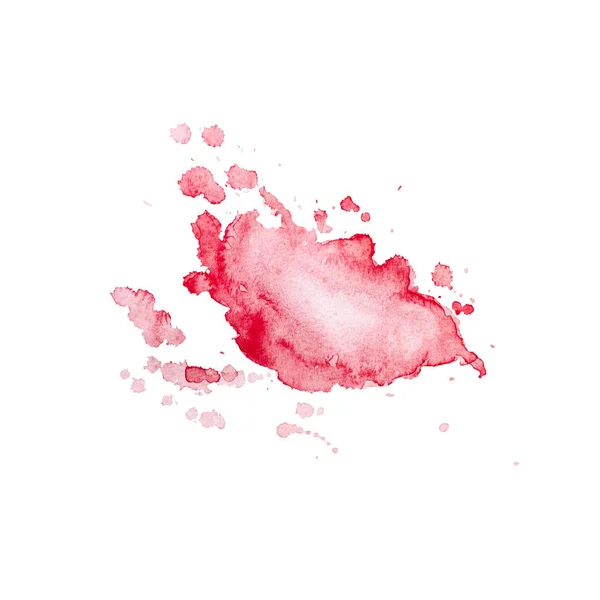 Colorazione Acquerello Rosso Con Spruzzi Macchie Una Macchia Scarlatta Isolata — Foto Stock