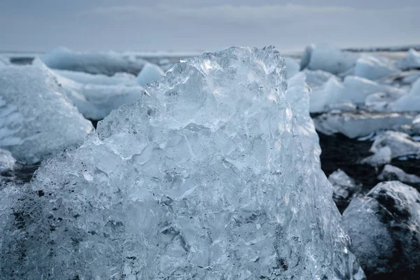 Iceberg Una Playa Diamond Beach Joekulsarlon Islandia —  Fotos de Stock