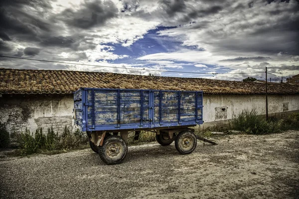 Carrinho Madeira Antigo Detalhe Transporte Mercadorias — Fotografia de Stock