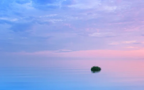 Misty Λιλά Θαλασσογραφία Ροζ Και Μπλε Σύννεφα Αντανακλούν Ένα Τρεχούμενο — Φωτογραφία Αρχείου