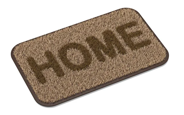 Brown Coir Doormat Text Home Rendering Illustration Isolated White Background — Stock Photo, Image