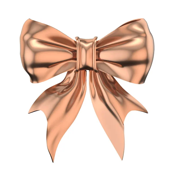 Bronze Ribbon Bow Rendering Illustration Isolated White Background — Stock Photo, Image