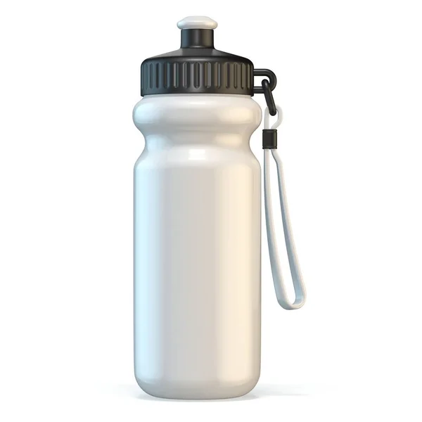 Blanco Deporte Plástico Botella Agua Standing Representación Ilustración Aislada Sobre — Foto de Stock