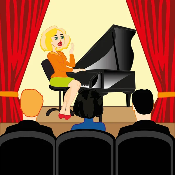 Ilustración Vectorial Joven Jugando Con Herramientas Musicales Pianoforte Sala Común —  Fotos de Stock