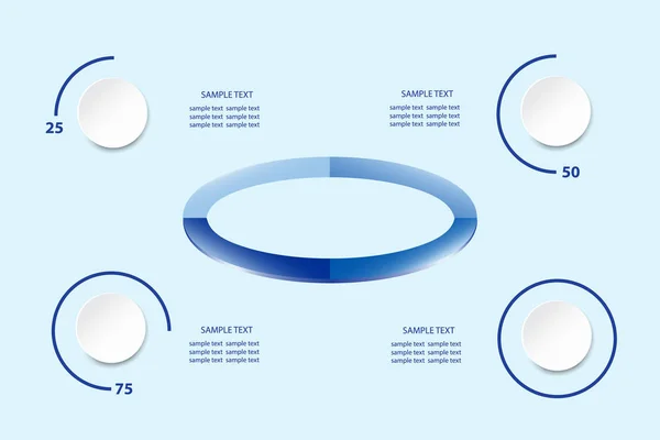 Infográfico Como Elipse Tons Cor Azul Centro Vetor Círculos Mostrando — Fotografia de Stock