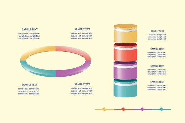 Infographic Van Ellips Klaar Proces Beschrijven Vier Stappen Verticale Cilinders — Stockfoto