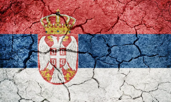 Republic Serbia Flag Dry Earth Ground Texture Background — Stock Photo, Image