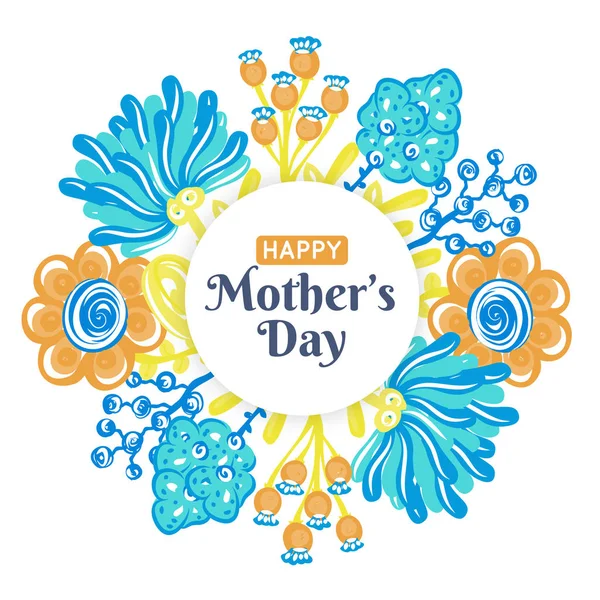 Feliz Día Madre Vacaciones Mamá Letras Con Decoración Floral Marco — Foto de Stock