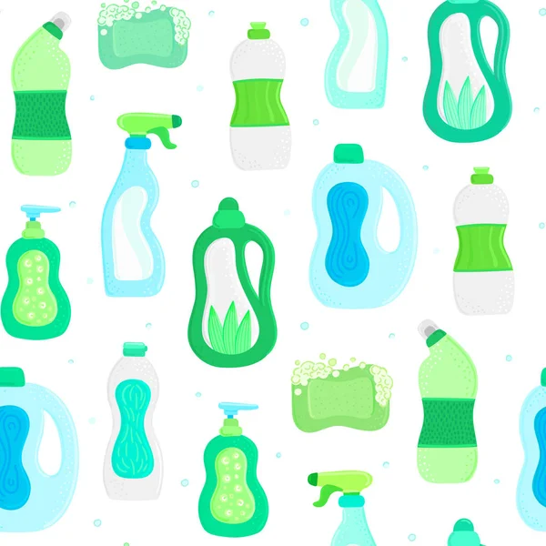 Patrón Sin Costuras Artículos Limpieza Ecológicos Para Hogar Detergentes Naturales — Foto de Stock