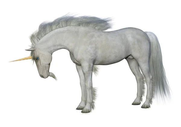 Rendering Unicorno Bianco Fantasia Isolato Sfondo Bianco — Foto Stock