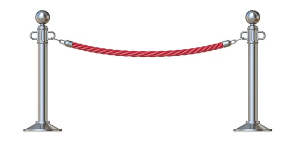红色障碍绳索3D 被隔绝的例证在白色背景 — 图库照片