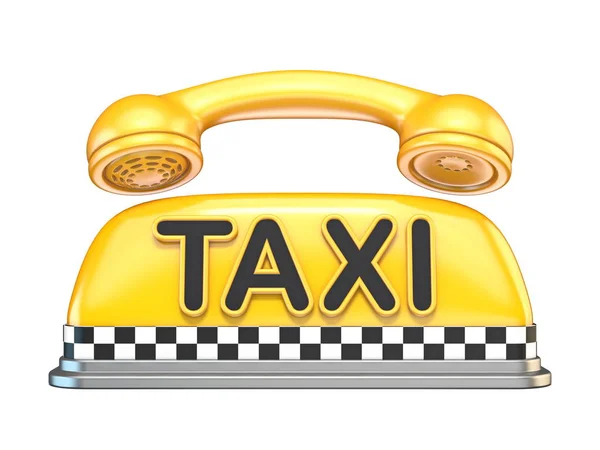 Taksi Işareti Ile Telefon Yakışıklı Render Illüstrasyon Izole Beyaz Arka — Stok fotoğraf