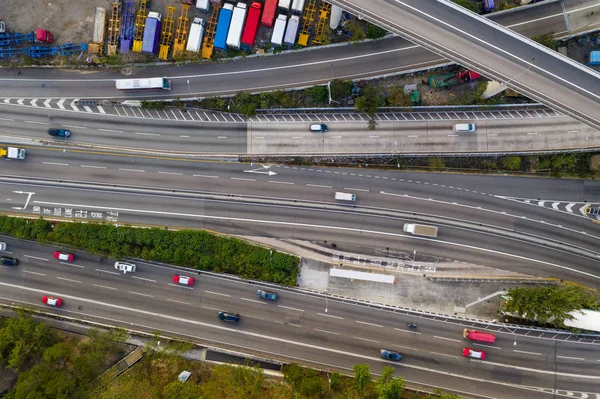 Hong Kong February 2019 Top View Hong Kong Traffic — 图库照片