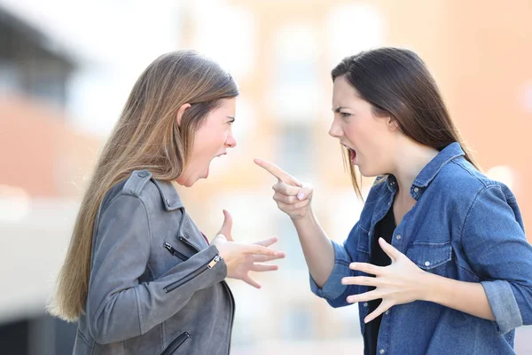 Deux Femmes Colère Battant Criant Milieu Rue — Photo