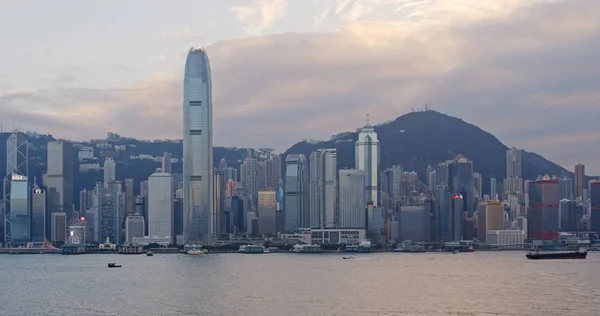 Victoria Harbor Hong Kong December 2018 Hong Kong Sunset — Stockfoto