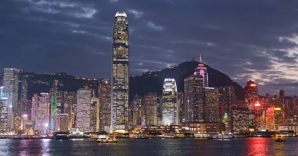 Victoria Harbour Hong Kong December 2018 Hongkong Nachts Bezienswaardigheid — Stockfoto