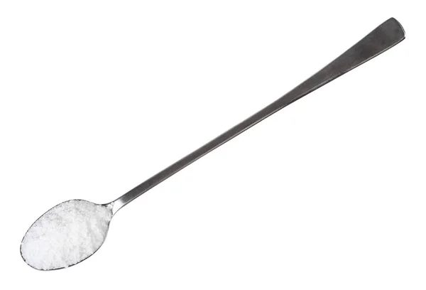 Top View Teaspoon Grained Rock Salt Isolated White Background — Stock Photo, Image