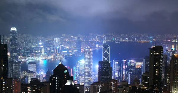 香港维多利亚山顶 2018年11月6日 香港夜间天际线 — 图库照片