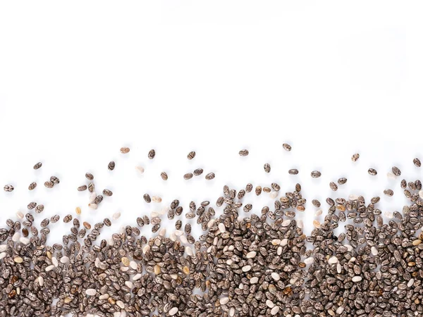 Chiasamen Mit Kopierraum Isoliert Eine Kante Draufsicht Oder Flache Lage — Stockfoto