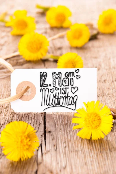 Label German Calligraphy Muttertag Means Happy Mothers Day Inglés Flor — Foto de Stock