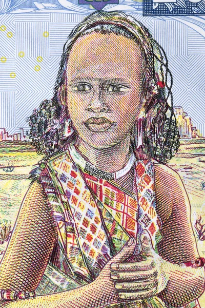 一个年轻妇女的肖像吉布提法郎 — 图库照片