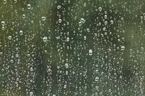 Gotas Chuva Uma Janela Com Fundo Exterior Escuro — Fotografia de Stock