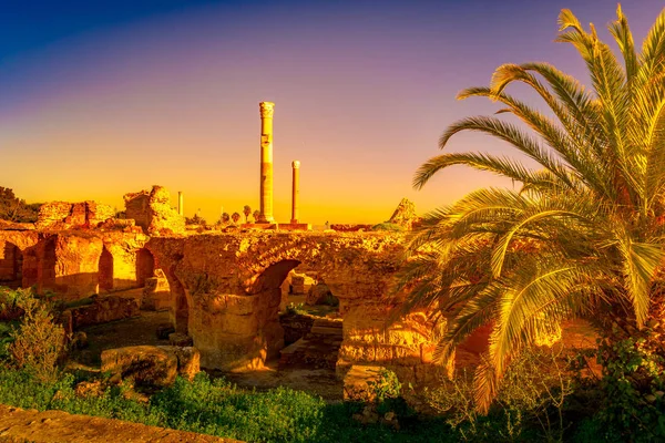 Colorful Sunset Carthage Baths Antonius Carthage Tunis Tunisia — Stock Photo, Image