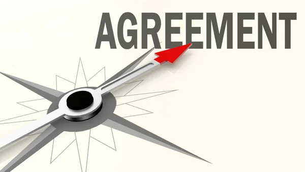 Agreement Word Compass Red Arrow Rendering — Stock Photo, Image