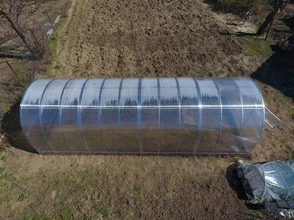 Polycarbonate Greenhouse Assembled Parts Prefabricated Greenhouse Greenhouse Vegetables — Stock Photo, Image